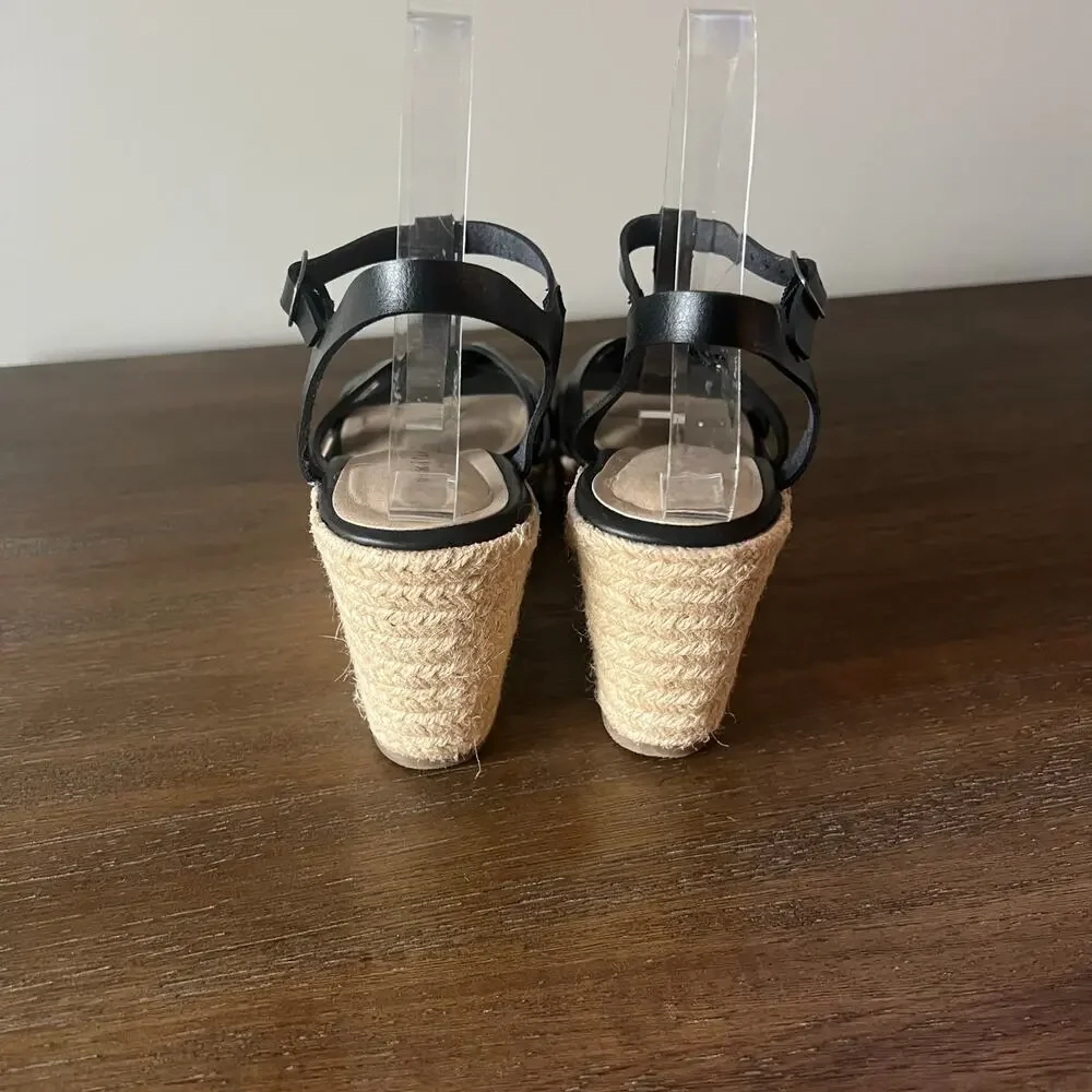Rock‎ & Candy Woman’s Fola Espadrille Black Wedge Sandal- Size 8